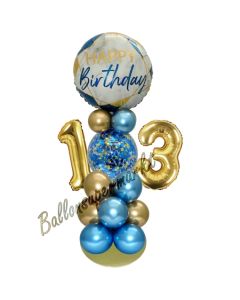 LED Ballondeko zum 13. Geburtstag in Blau und Gold
