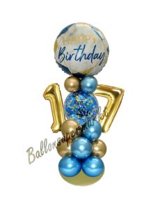 LED Ballondeko zum 17. Geburtstag in Blau und Gold
