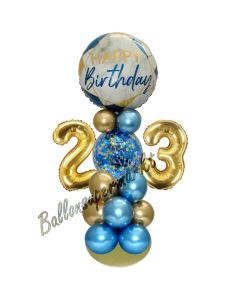 LED Ballondeko zum 23. Geburtstag in Blau und Gold