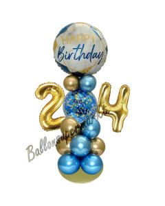 LED Ballondeko zum 24. Geburtstag in Blau und Gold