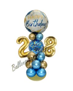 LED Ballondeko zum 28. Geburtstag in Blau und Gold