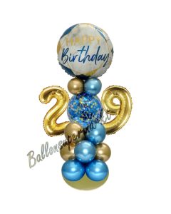 LED Ballondeko zum 29. Geburtstag in Blau und Gold