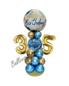 LED Ballondeko zum 35. Geburtstag in Blau und Gold
