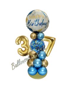 LED Ballondeko zum 37. Geburtstag in Blau und Gold
