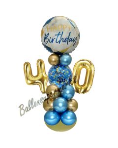 LED Ballondeko zum 40. Geburtstag in Blau und Gold