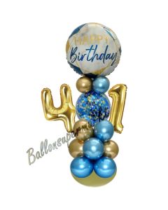 LED Ballondeko zum 41. Geburtstag in Blau und Gold