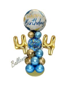 LED Ballondeko zum 44. Geburtstag in Blau und Gold