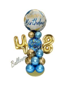 LED Ballondeko zum 48. Geburtstag in Blau und Gold