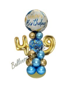 LED Ballondeko zum 49. Geburtstag in Blau und Gold