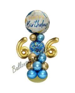 LED Ballondeko zum 66. Geburtstag in Blau und Gold