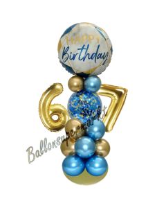 LED Ballondeko zum 67. Geburtstag in Blau und Gold