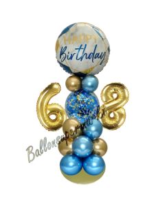 LED Ballondeko zum 68. Geburtstag in Blau und Gold