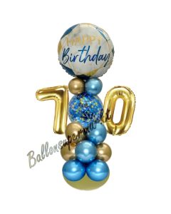 LED Ballondeko zum 70. Geburtstag in Blau und Gold