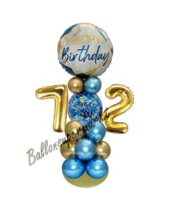 LED Ballondeko zum 72. Geburtstag in Blau und Gold