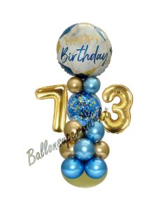 LED Ballondeko zum 73. Geburtstag in Blau und Gold