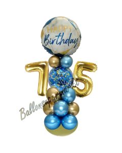 LED Ballondeko zum 75. Geburtstag in Blau und Gold