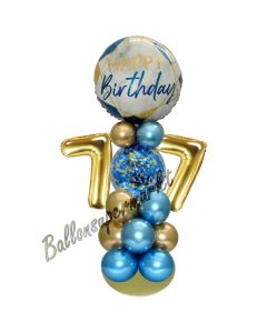 LED Ballondeko zum 77. Geburtstag in Blau und Gold