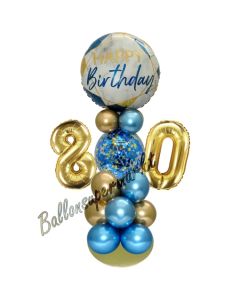 LED Ballondeko zum 80. Geburtstag in Blau und Gold