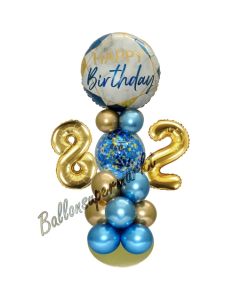 LED Ballondeko zum 82. Geburtstag in Blau und Gold