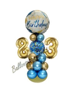 LED Ballondeko zum 83. Geburtstag in Blau und Gold