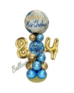 LED Ballondeko zum 84. Geburtstag in Blau und Gold