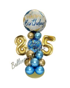 LED Ballondeko zum 85. Geburtstag in Blau und Gold