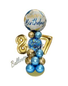 LED Ballondeko zum 87. Geburtstag in Blau und Gold