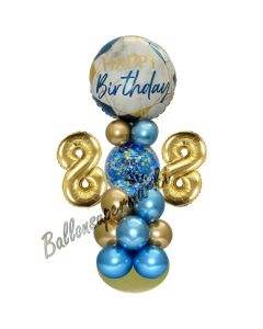 LED Ballondeko zum 88. Geburtstag in Blau und Gold