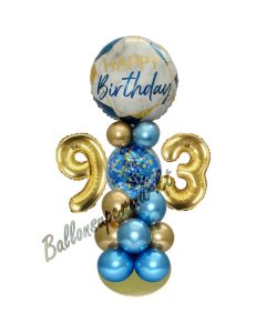 LED Ballondeko zum 93. Geburtstag in Blau und Gold