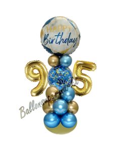 LED Ballondeko zum 95. Geburtstag in Blau und Gold