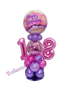LED Ballondeko zum 18. Geburtstag in Pink und Lila
