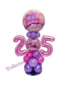 LED Ballondeko zum 25. Geburtstag in Pink und Lila