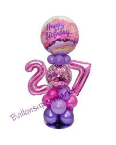 LED Ballondeko zum 27. Geburtstag in Pink und Lila