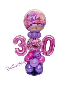 LED Ballondeko zum 30. Geburtstag in Pink und Lila