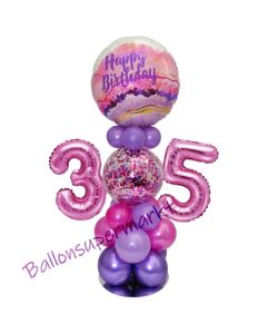 LED Ballondeko zum 35. Geburtstag in Pink und Lila