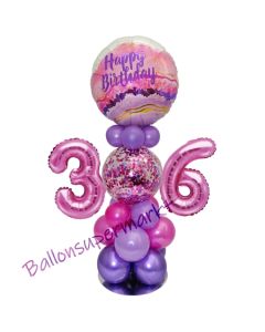 LED Ballondeko zum 36. Geburtstag in Pink und Lila