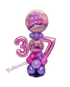 LED Ballondeko zum 37. Geburtstag in Pink und Lila