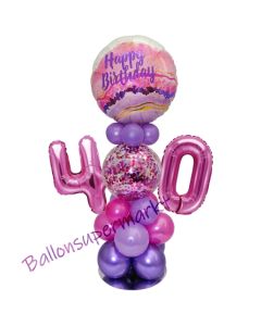 LED Ballondeko zum 40. Geburtstag in Pink und Lila