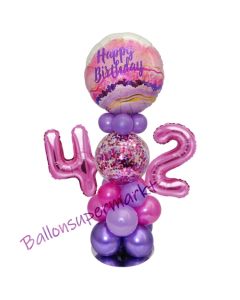 LED Ballondeko zum 42. Geburtstag in Pink und Lila