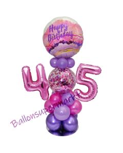 LED Ballondeko zum 45. Geburtstag in Pink und Lila