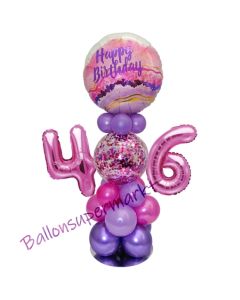 LED Ballondeko zum 46. Geburtstag in Pink und Lila