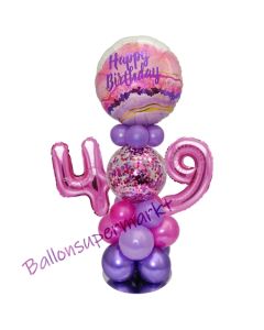 LED Ballondeko zum 49. Geburtstag in Pink und Lila