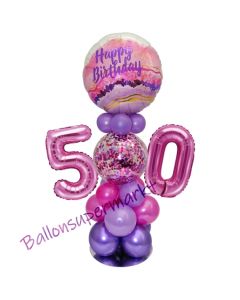 LED Ballondeko zum 50. Geburtstag in Pink und Lila