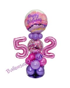 LED Ballondeko zum 52. Geburtstag in Pink und Lila