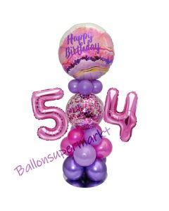 LED Ballondeko zum 54. Geburtstag in Pink und Lila