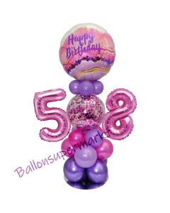 LED Ballondeko zum 58. Geburtstag in Pink und Lila