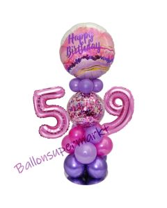 LED Ballondeko zum 59. Geburtstag in Pink und Lila