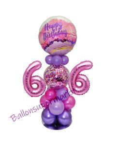 LED Ballondeko zum 66. Geburtstag in Pink und Lila