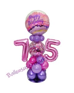 LED Ballondeko zum 75. Geburtstag in Pink und Lila