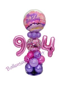 LED Ballondeko zum 94. Geburtstag in Pink und Lila